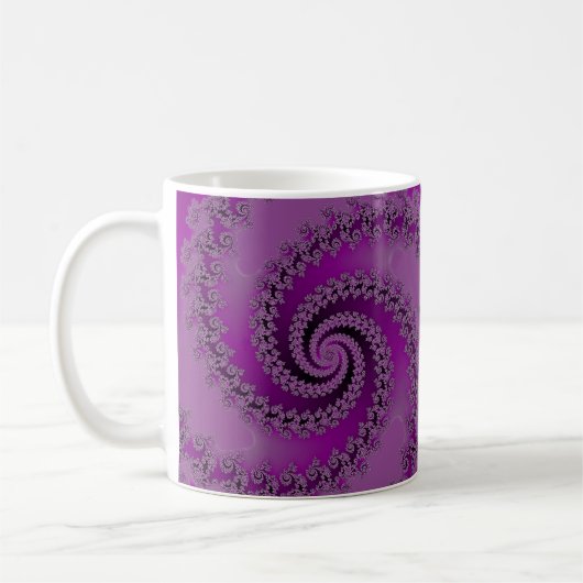 Extravagantes Lila Double Spiral-Fraktal mit Monog Kaffeetasse (Links)