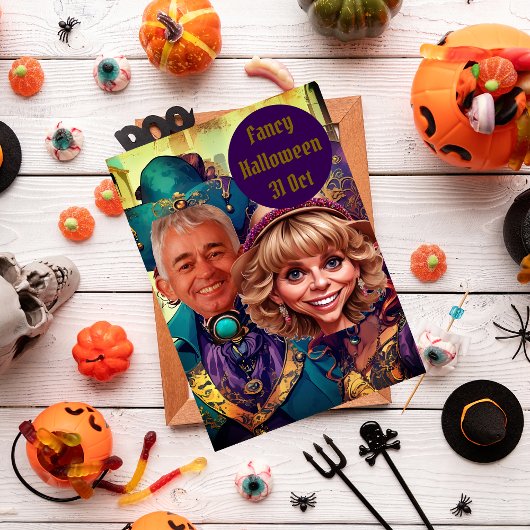 Extravagantes lila Karikaturenkuppel in Venedig Einladung