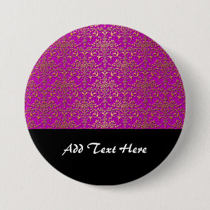 Extravagantes Lila- und GoldDamaskus-Muster Button