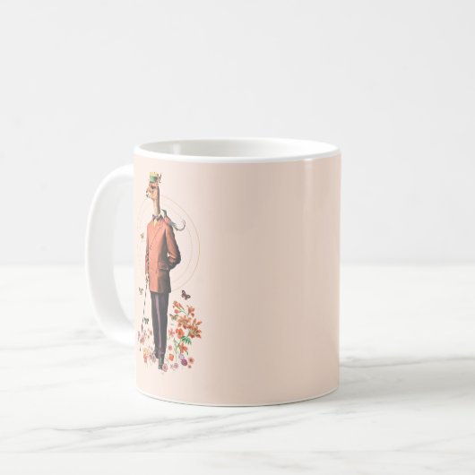 EXTRAVAGANTES LLAMA-TIER IN BLUME UND SCHALTFLÄDEN KAFFEETASSE (Vorderseite Links)