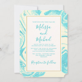 Extravagantes Marmordesign in Türkis und Creme Einladung