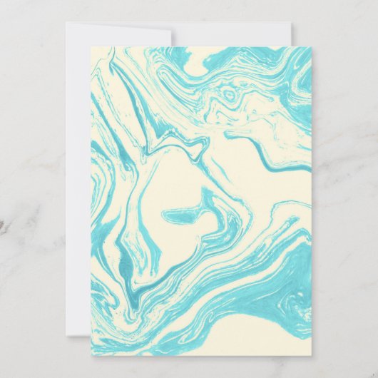 Extravagantes Marmordesign in Türkis und Creme Einladung (Rückseite)