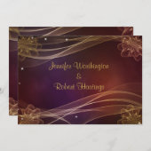 Extravagantes Maroon-Design mit Goldakzenten Hochz Einladung (Vorne/Hinten)