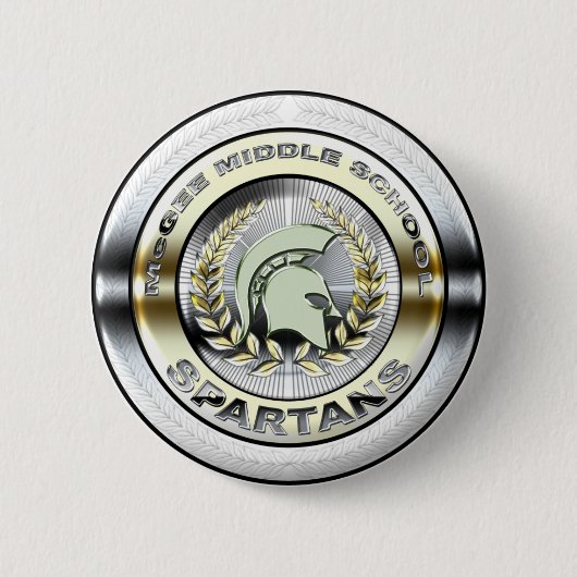 Extravagantes metallisches spartanisches Logo #1 Button (Vorderseite)