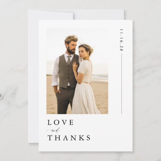 Extravagantes Minimalistisches Foto Hochzeit Dankeskarte (Vorderseite)