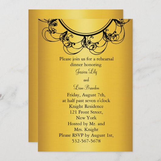 Extravagantes Mongramm Probe Dinner Einladung (Gol (Vorne/Hinten)