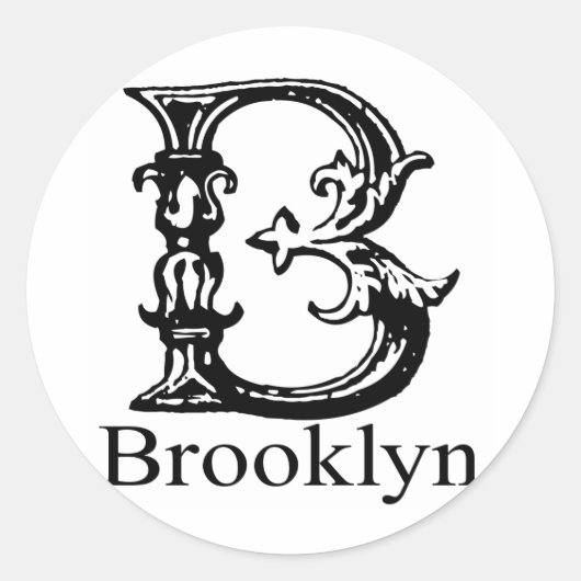 Extravagantes Monogramm: Brooklyn Runder Aufkleber (Vorderseite)