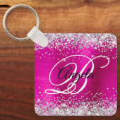 Extravagantes Monogramm für den Glitzer Silver Hot Schlüsselanhänger (Vorderseite)