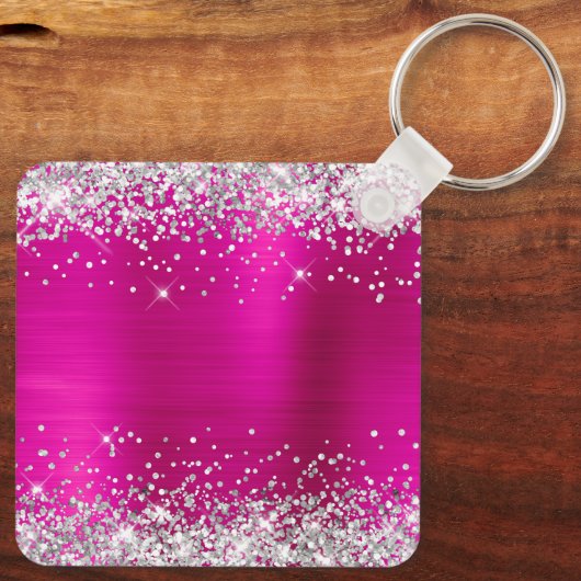 Extravagantes Monogramm für den Glitzer Silver Hot Schlüsselanhänger (Rückseite)