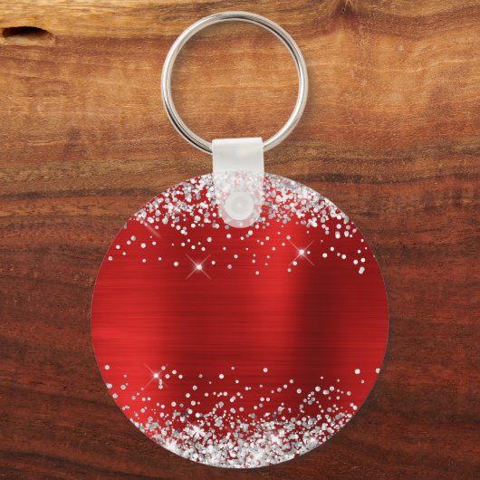 Extravagantes Monogramm für den Silber-Glitzer Schlüsselanhänger (Rückseite)