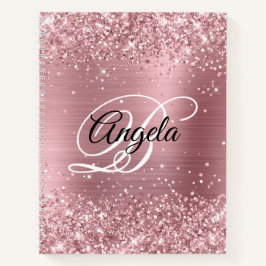 Extravagantes Monogramm für Glittery Light Pink Fo Notizblock