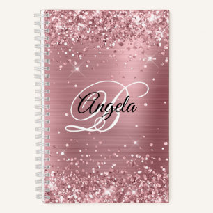 Extravagantes Monogramm für Glittery Light Pink Fo Notizblock