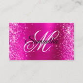 Extravagantes Monogramm Glittery Hot Pink Foil Visitenkarte (Vorderseite)