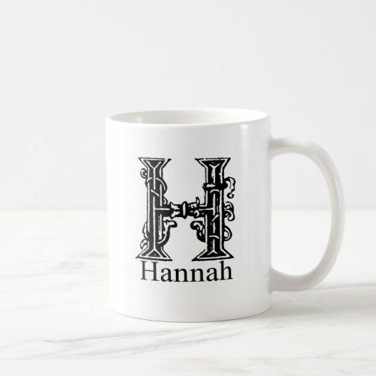 Extravagantes Monogramm: Hannah Kaffeetasse (Rechts)