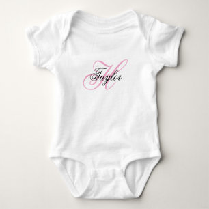 Extravagantes Monogramm in Schwarz und Rosa Baby Strampler