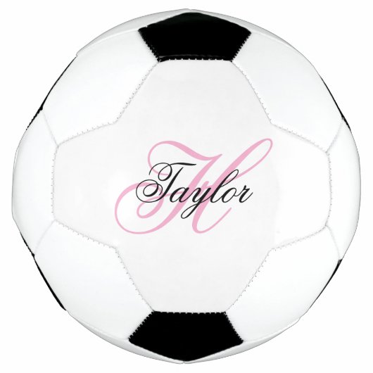 Extravagantes Monogramm in Schwarz und Rosa Fußball (Vorderseite)