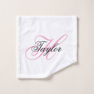 Extravagantes Monogramm in Schwarz und Rosa Waschlappen