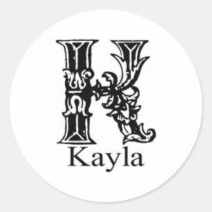 Extravagantes Monogramm: Kayla Runder Aufkleber