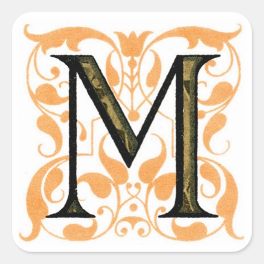 Extravagantes Monogramm "M" - Aufkleber (Vorderseite)