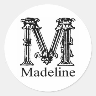 Extravagantes Monogramm: Madeline Runder Aufkleber