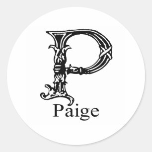 Extravagantes Monogramm: Paige Runder Aufkleber