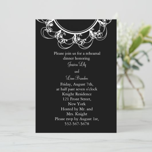 Extravagantes Monogramm Probe Dinner Einladung (sc (Stehend Vorderseite)