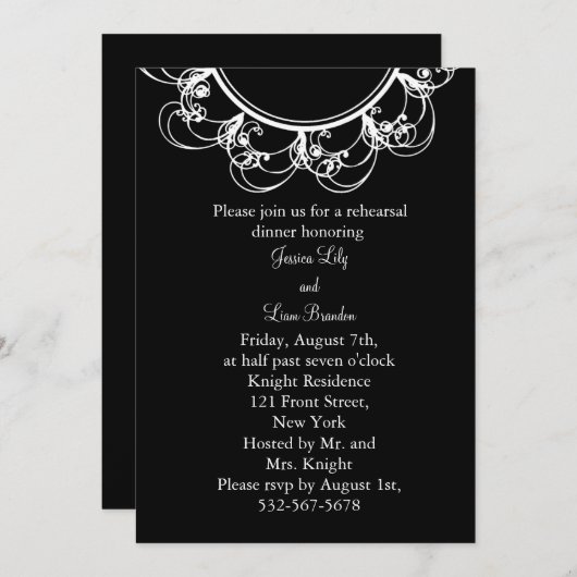 Extravagantes Monogramm Probe Dinner Einladung (sc (Vorne/Hinten)