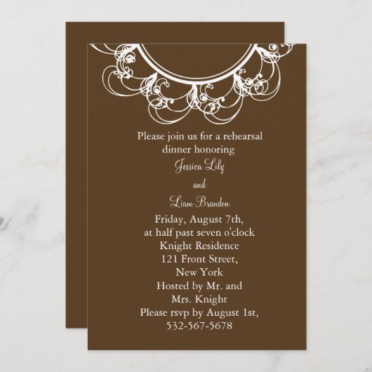 Extravagantes Monogramm-Proben-Abendessen Einladung (Vorne/Hinten)