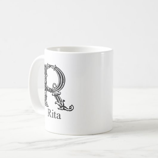 Extravagantes Monogramm: Rita Kaffeetasse (Vorderseite Links)