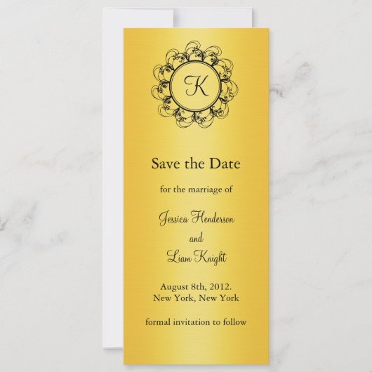 Extravagantes Monogramm Save the Date (Gold) (Vorderseite)