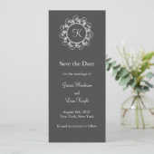 Extravagantes Monogramm Save the Date (grau) (Stehend Vorderseite)
