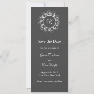Extravagantes Monogramm Save the Date (grau)