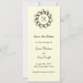 Extravagantes Monogramm Save the Date (off+weiß) (Vorderseite)