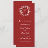 Extravagantes Monogramm Save the Date (rot) (Vorne/Hinten)