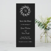 Extravagantes Monogramm Save the Date (schwarz) (Stehend Vorderseite)