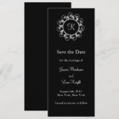 Extravagantes Monogramm Save the Date (schwarz) (Vorne/Hinten)