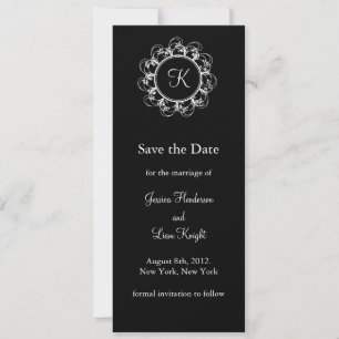 Extravagantes Monogramm Save the Date (schwarz)