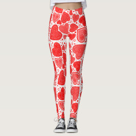 Extravagantes Muster für rote Herzen Leggings