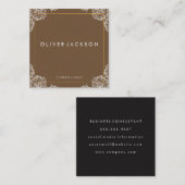 Extravagantes Muster - Goldgrenze / braun Quadratische Visitenkarte (Vorne/Hinten)
