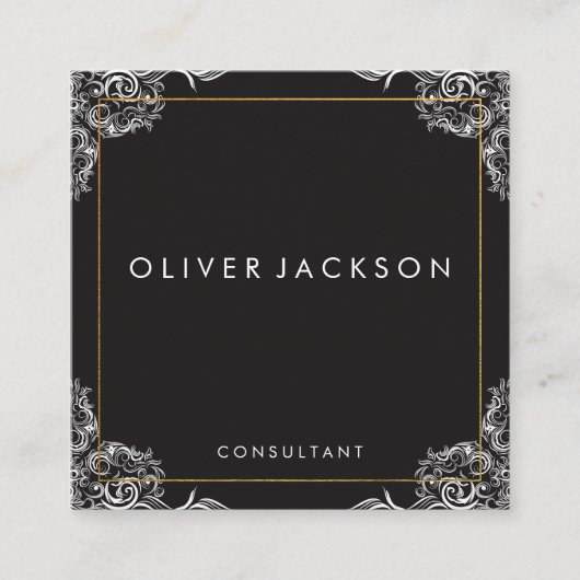 Extravagantes Muster - Goldgrenze Quadratische Visitenkarte (Vorderseite)