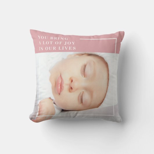 Extravagantes Niedliches Baby-Foto | Rosa und Weiß Kissen (Vorderseite)