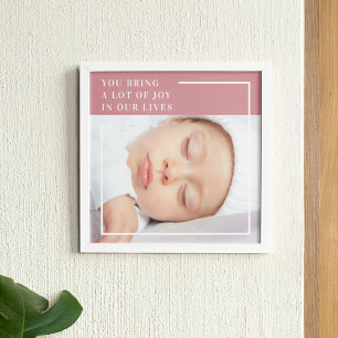 Extravagantes Niedliches Baby-Foto Rosa und Weiß Poster