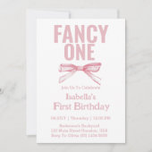 Extravagantes One Pink Bow Coquette Girl 1. Geburt Einladung (Vorderseite)