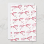 Extravagantes One Pink Bow Coquette Girl 1. Geburt Einladung (Rückseite)