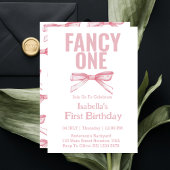 Extravagantes One Pink Bow Coquette Girl 1. Geburt Einladung