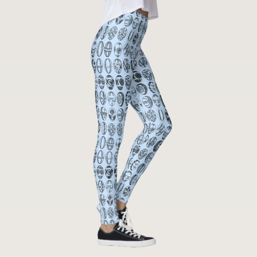 Extravagantes Ostereier Muster hell blau Leggings (Rechts)