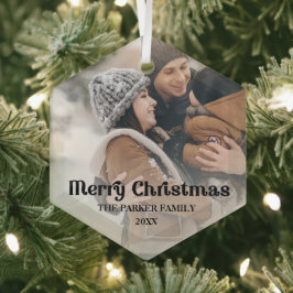 Extravagantes Overlay Vintager Text Frohe Weihnach Ornament Aus Glas