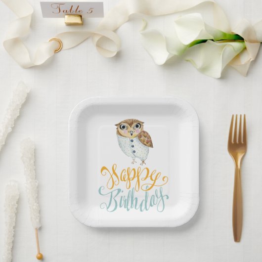 Extravagantes Owl Geburtstag Pappteller (Hochzeit)