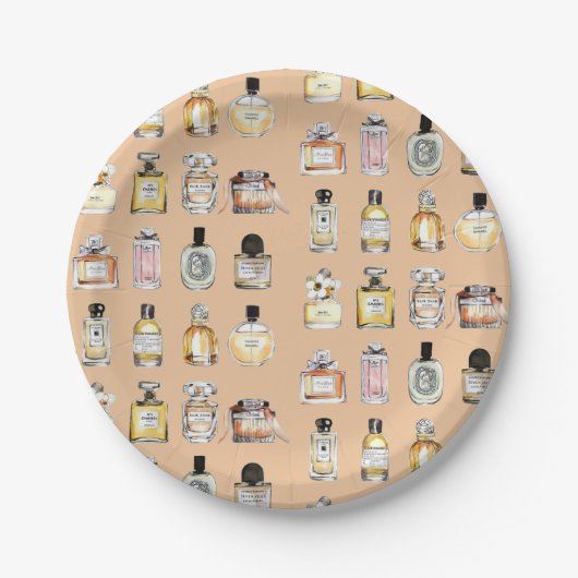 Extravagantes Parfüm-Flaschenmuster Pappteller (Vorderseite)