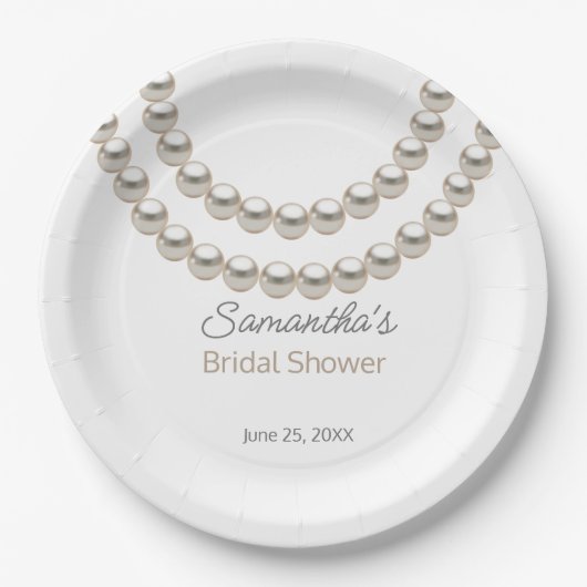 Extravagantes Perlenhalsband-Brautparty Pappteller (Vorderseite)